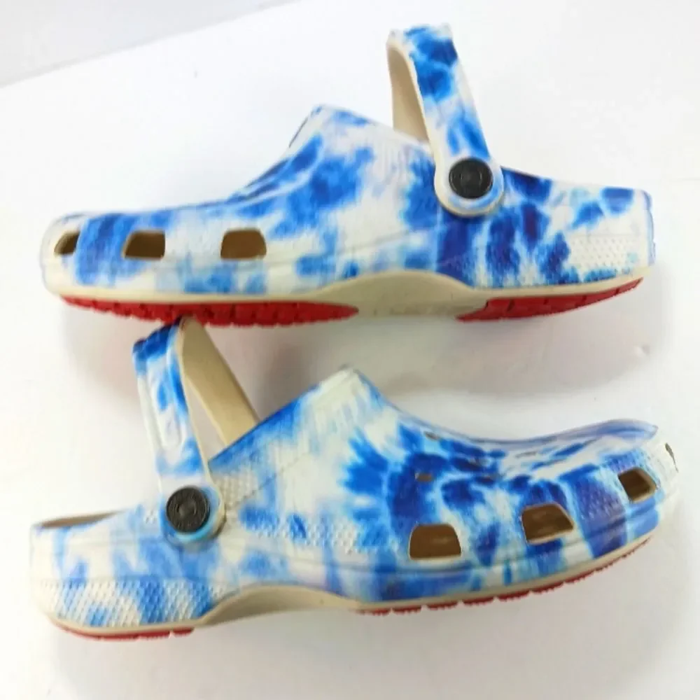 Levi's x Crocs Classic Clog Blue+White Tie-Dye Limited Edition Collaboration 8/6 - Picture 7 of 8